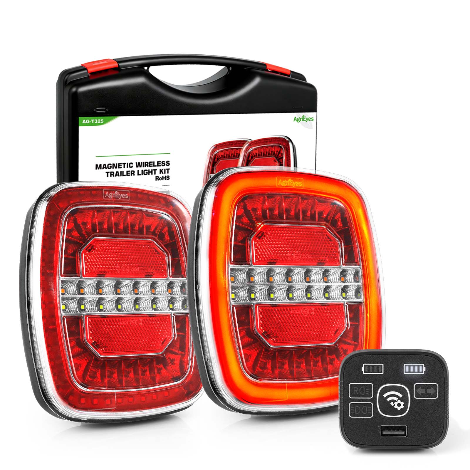 AgriEyes Oversized T325C Smart Wireless Trailer Lights with In-Cab Signal Feedback 
