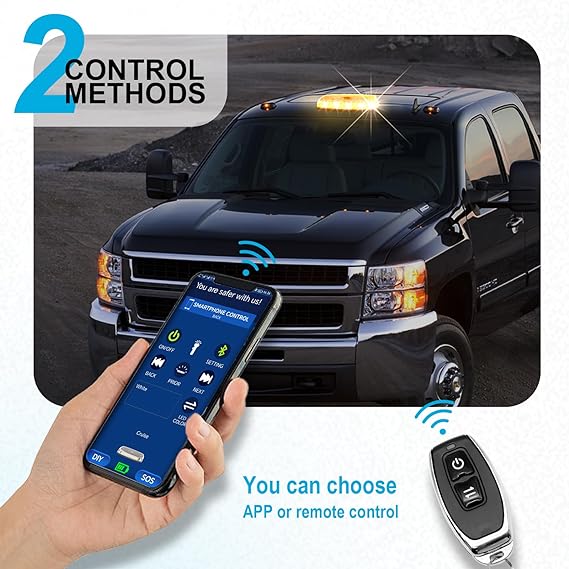 Agrieyes APP Control Mini Strobe Light Bar Rechargeable, Wireless Magnetic LED Beacon Light